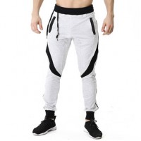 Men's Casual Stitching Color Slim Fit Joggers Sport Pants Side Drawstring Design Elastic Waist Pants