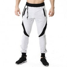 Men's Casual Stitching Color Slim Fit Joggers Sport Pants Side Drawstring Design Elastic Waist Pants