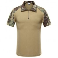 Outdoor Bionic Multicolor Camouflage Tactics T-shirts Men's Quick Drying Lapel  Casual Sports Tops