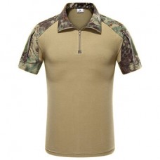 Outdoor Bionic Multicolor Camouflage Tactics T-shirts Men's Quick Drying Lapel  Casual Sports Tops