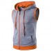 Fashion Casual Summer Hoodies Vest Men's Hit Color Stitching Hooded Sleeveless Tops