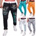 Men Fall Cotton Polyester Letter Printed Basketball Sports Jogger Pants Drawstring Elastic Waist Trousers