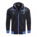 Men's Casual Warm Fleece Sportswears Contrast Color Zipper Stand Collar Hoodies Sweatshirts