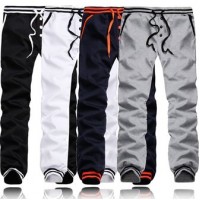 Men's Single Breasted Solid Color Elastic Waist Drawstring Sport Sweatpants Jogger Pants