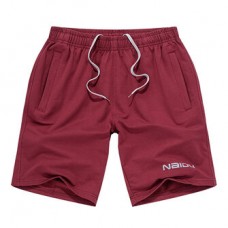 Summer Mens Casual Sports Shorts Loose Knee Length Solid Color Cotton Shorts