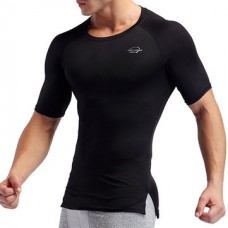 Elastic Quick Drying Compression Fitness Tops Men's Split Hem Breathable Slim Fit Sport T-shirt