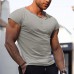 Men Cropped Neck Muscle Fit Gym Tops