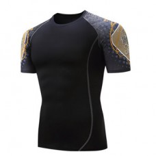 Summer Casual Men's Gym Fitness Training Tights Sports T-shirts Quick Drying Elastic O-Neck Tees