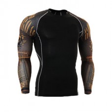 Men Quick Drying Tight Sports GYM Training Running Pattern Long Sleeve T-Shirts