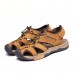 Men Travel Genuine Leather Cowhide Male Summer Beach Casual Suede Rubber Sandals Slippers Shoes