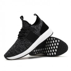 Men Korean Flying Woven Sneakers Breathable Light Increasing Height Running Shoes