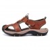 Men's Genuine Leather Roman Sandals Soft Sole Cut-out Moccasins Outdoor Beach Sneakers Casual