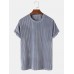 Mens Pleuche Solid Color Texture Round Neck Short Sleeve T-Shirts