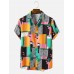 Mens Color Block Contrast Pevere Collar Short Sleeve Shirt