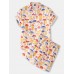 Mens Colorful Mushroom Print Thin Loose Holiday Beach Loungewear Short Sleeve Pajamas Sets