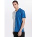 Mens Striped Lapel Patchwork Button Up Short Sleeve Shirts