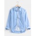 Mens Basic Style Solid Color Cotton Lapel Long Sleeve Shirt With Pocket