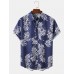 Mens Holiday Plants Floral Print Casual Short Sleeve Shirt