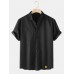 Mens Label Solid Color Lapel Button Up Short Sleeve Shirts