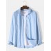 Mens Solid Color Button Up Cotton Linen Basics Long Sleeve Shirts