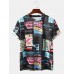 Mens All Over Cartoon Anime Letter Print Short Sleeve Street T-Shirts