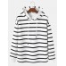 Mens Contrast Horizontal Striped Plain Drawstring Overhead Hoodies