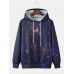 Mens Starry Sky Galaxy Print Drawstring Hoodies With Kangaroo Pocket