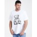 Mens Hand-Painted Bear Print Cotton Short Sleeve Casual Plus Size T-Shirt