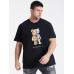 Mens Mechanical Bear Graphic Print Casual Cotton Plus Size T-Shirt