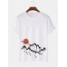 Mens Ukiyoe Landscape Print Cotton Short Sleeve T-Shirts