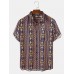 Mens Tribal Geometry Print Short Sleeve Casual Shirts