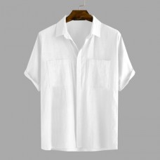 Men's Short Sleeve Button Down T-shirt Business Office Blouse Outdoor Hiking